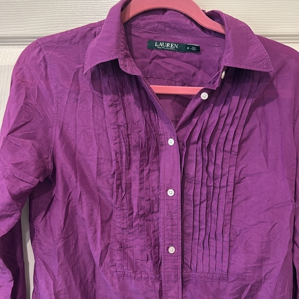 Lauren Ralph Lauren purple silk blend button down, size 2 - Picture 3 of 8